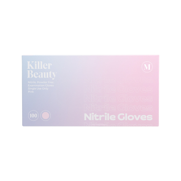 Pakke med 100 Killer Beauty Nitril rosa hansker - eske med 10