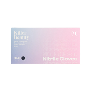 Pakke med 100 Killer Beauty Nitril sorte hansker - eske med 10