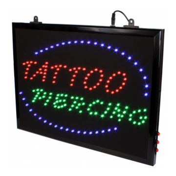 LED lysskilt Tattoo Piercing - studioskilt EU